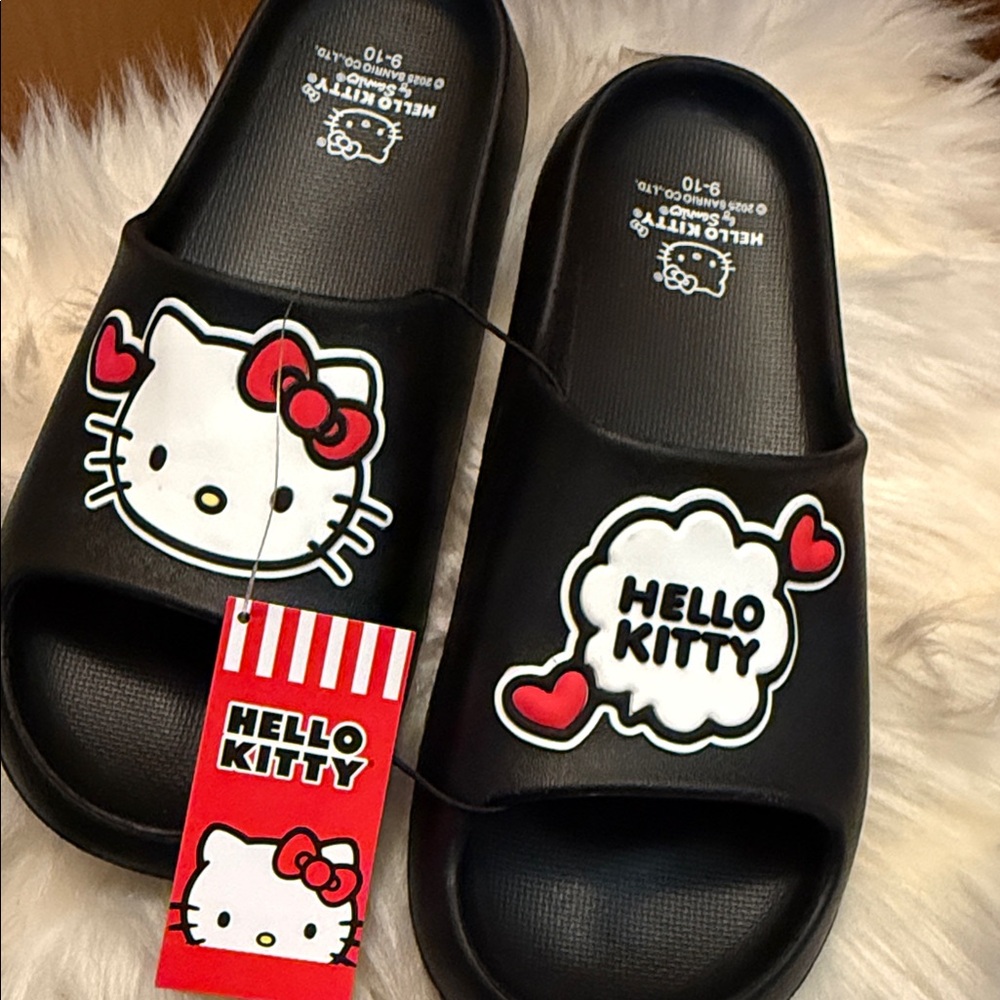 Hello Kitty 🐈‍⬛ Slippers in Black with Red Accents